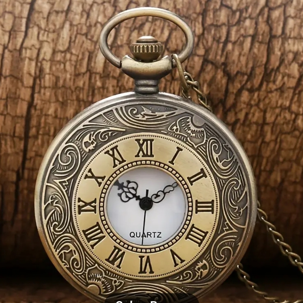 Roman numeral Quartz Pocket Watch Necklace Chai…